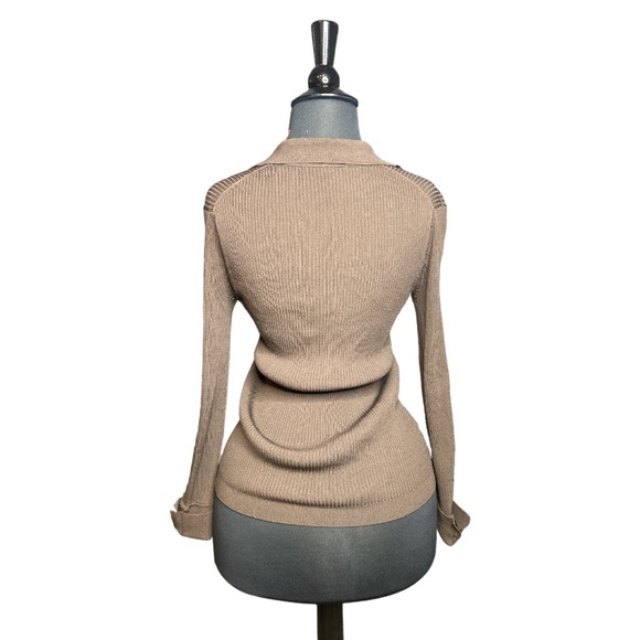 Ribbed Button Down Long Sleeve Top - Picture 2 of 7